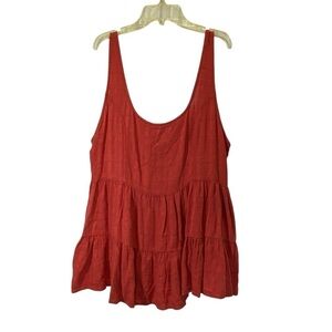NEW AMERICAN EAGLE Women's size XL Rust red babydoll tiered sleeveless Top